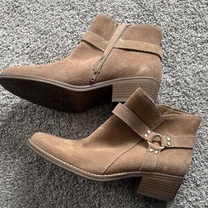 House of Harlow 1960 Brown Suede Ankle Booties with Ring Accent